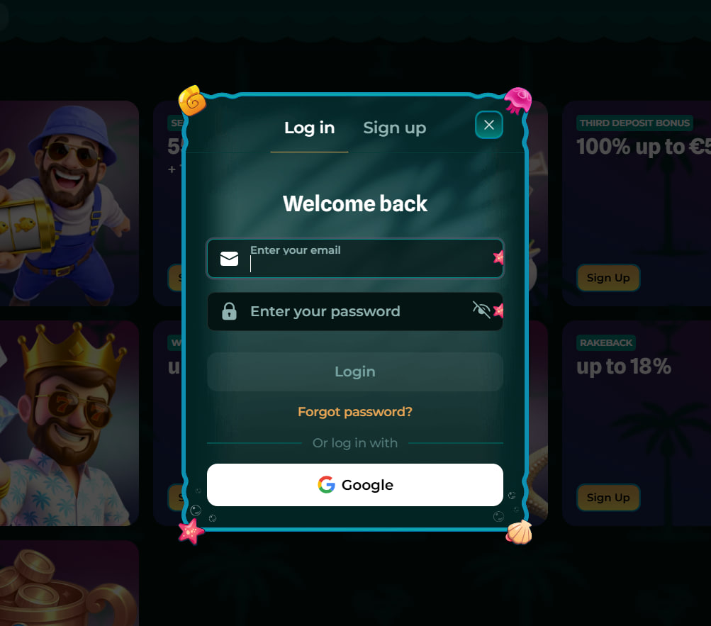 Signing up at Slotrize four simple steps